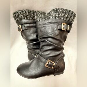 Dream Pairs Klouch Kids Size 2 Black Faux Fur Zip-up Black Boots New In Box